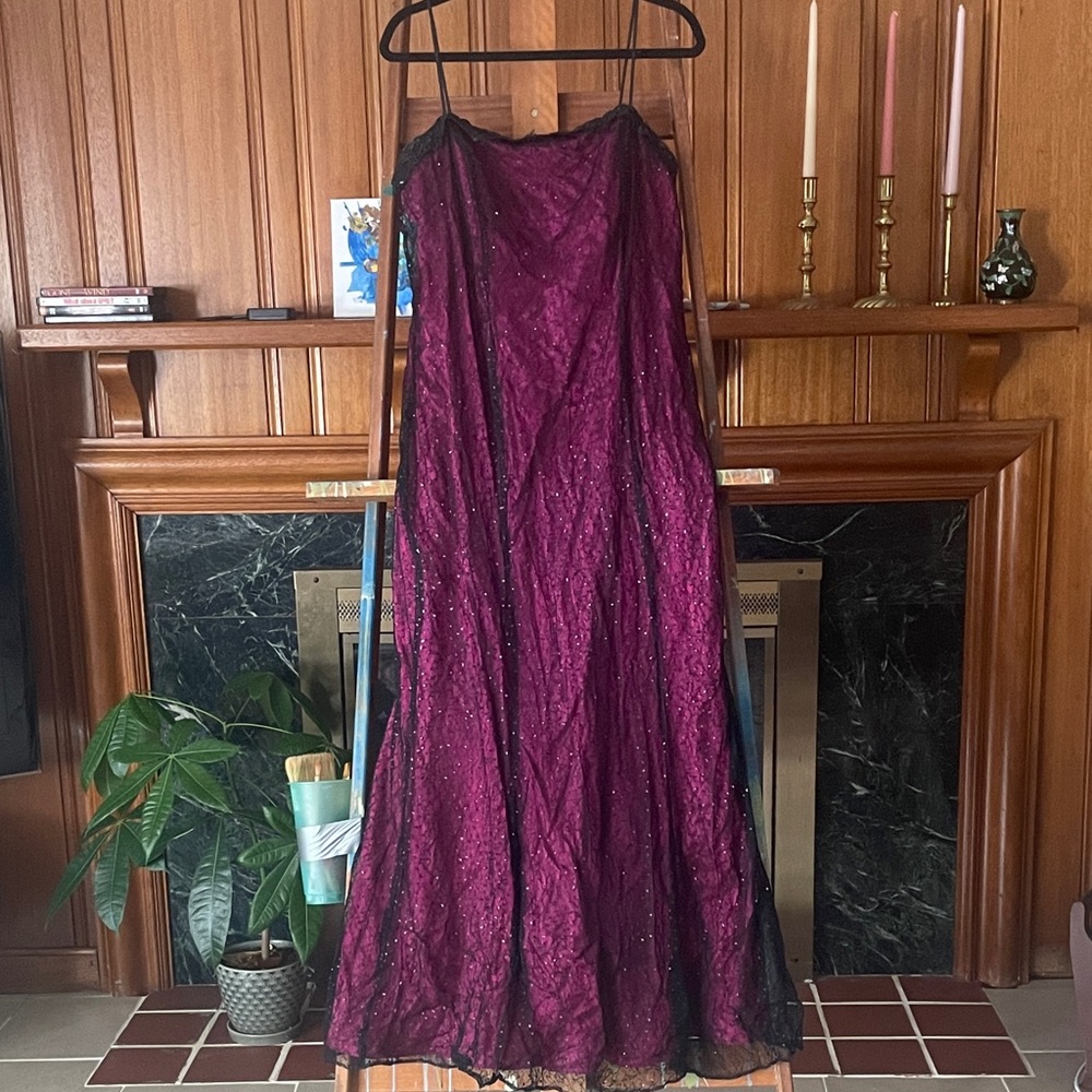2000s Prom Dress with Black Overlay